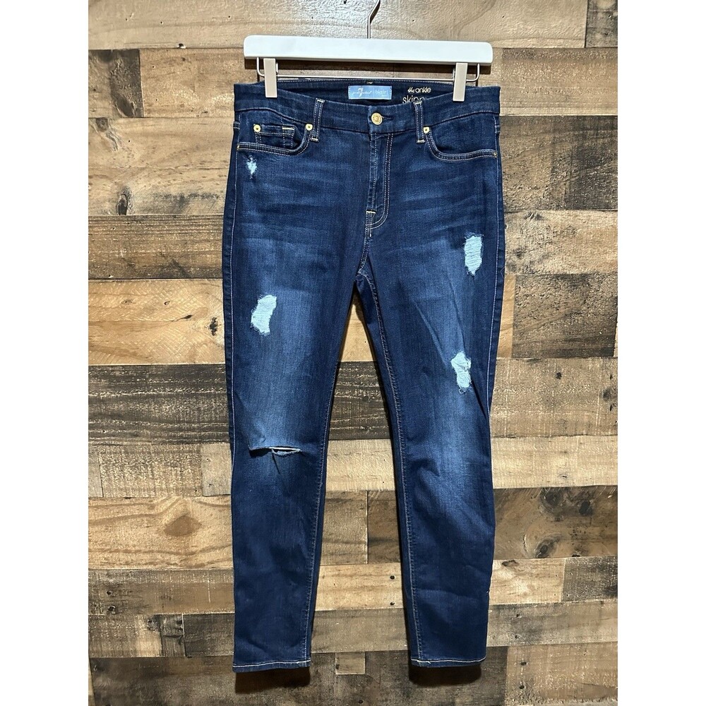 7FAM 7 For All Mankind Womens Jean B(air) the ankle skinny 29 Distressed Jean
